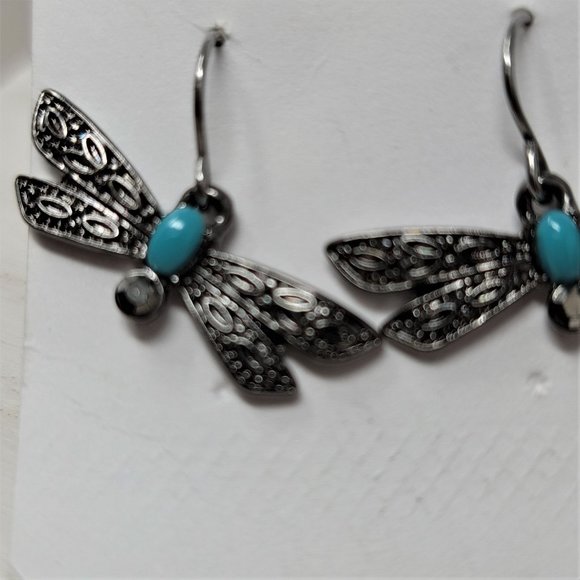 Sweet Small Dragonfly Pierced Earrings Ear Wires Silver - Picture 4 of 6